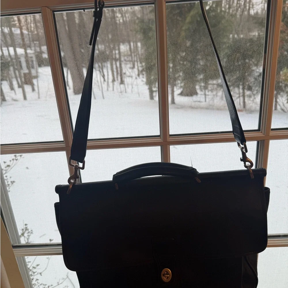 Vintage Coach Beekman black leather briefcase